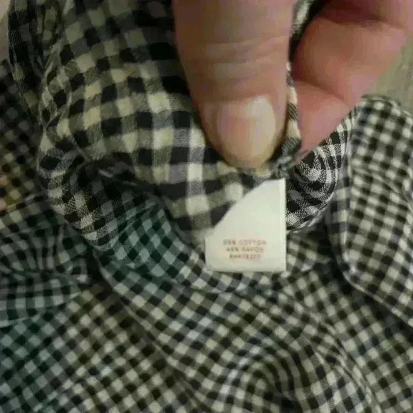 Lauren Conrad black/white gingham short sleeve chambray blouse - Picture 7 of 8